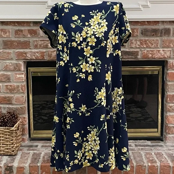 Jessica Howard | Dresses | Jessica Howard Navy Blue Floral Midi Dress 4w  Excellent Condition | Poshmark